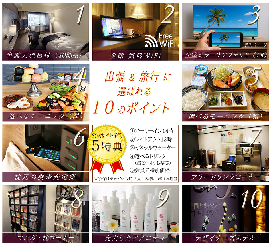 出張、旅行に当ホテルが選ばれる10のポイント